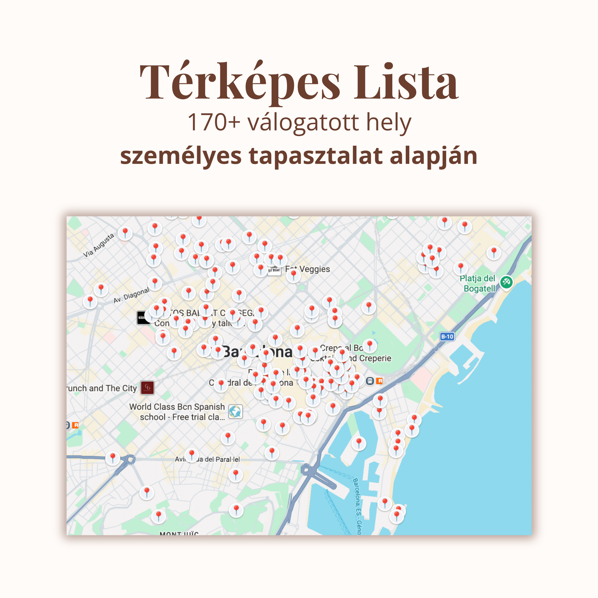 Barcelona Útikalauz + 170 hely Térképes Lista